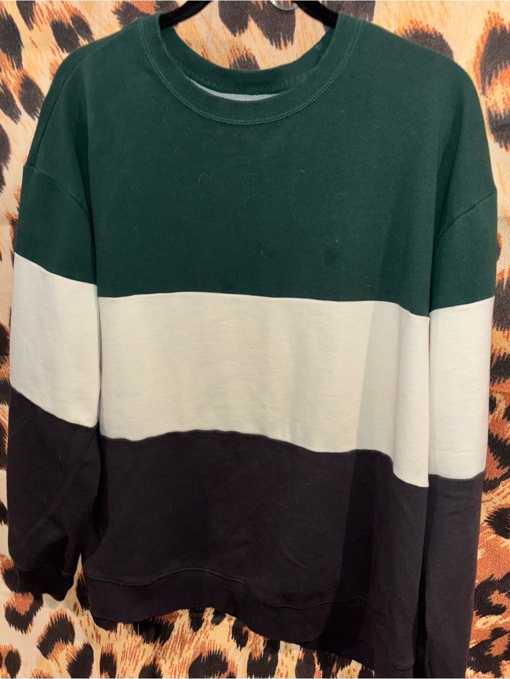 Original Use Men's Colorblock Crewneck Sweater in Green, White, Black
